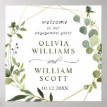 Affiche Eucalyptus Floral Geometric Frame Engagement Party<br><div class="desc">Eucalyptus Floral Geometric Frame Engagement Party Poster.
 For further customization,  please click the "customize further" link and use our design tool to modify this template.
If you need a help,  contact me,  please.</div>