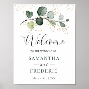 Affiche Eucalyptus Foliage Or Feuilles Mariages Bienvenue