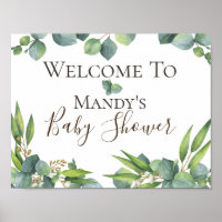 Eucalyptus Foliage Personalized Baby Shower Sign