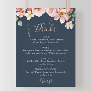 Affiche Eucalyptus Garden Rose Floral Mariage Menu Boisson