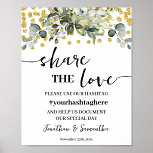 Affiche Eucalyptus Gold Partagez le signe Wedding shower d