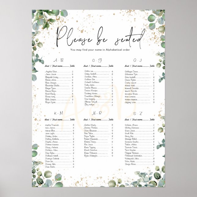 Affiche Eucalyptus Gold Parties scintillant - Cartes de si (Devant)