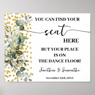 Affiche Eucalyptus Gold Trouvez Votre Siège Mariage Récept