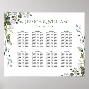 Affiche Eucalyptus Green 8 Tables Mariage SEATING GRAPHIQU