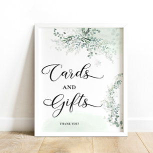 Affiche Eucalyptus Green Baby showers cartes et cadeaux