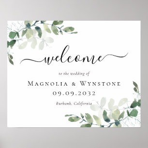Affiche Eucalyptus Green Foliage Wedding Welcome