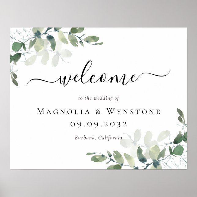 Affiche Eucalyptus Green Foliage Wedding Welcome (Devant)