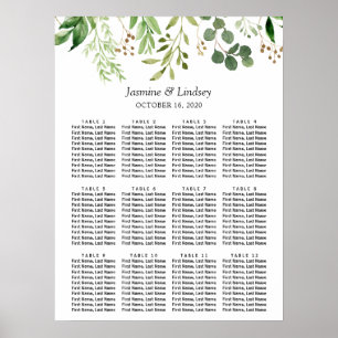 Affiche Eucalyptus Green Graphique de sièges Mariages Feui