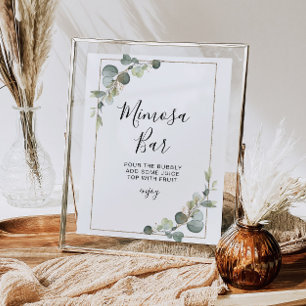 Affiche eucalyptus greenery bridal shower mimosa sign