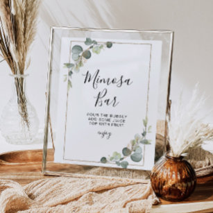 Affiche eucalyptus greenery bridal shower mimosa sign
