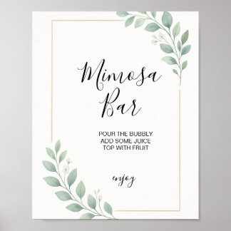 Affiche eucalyptus greenery bridal shower mimosa sign