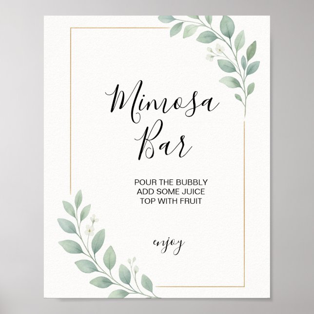 Affiche eucalyptus greenery bridal shower mimosa sign (Devant)