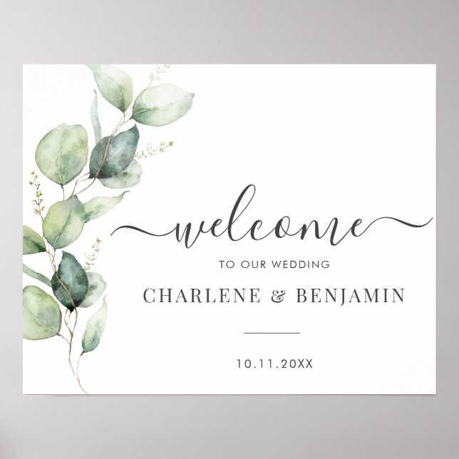 Affiche Eucalyptus Greenery Foliage Wedding Welcome Sign (Devant)