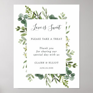 Affiche Eucalyptus Love is Sweet Mariage Dessert Bar Panne