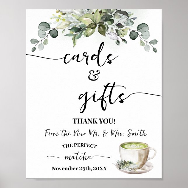 Affiche Eucalyptus Matcha Cards & Gifts Bridal Shower (Devant)