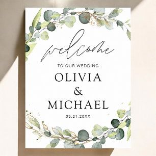 Affiche Eucalyptus Modern Script Wedding Welcome Elegant F