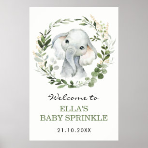 Affiche Eucalyptus Neutre Verdure Elephant Bébé Parsemer