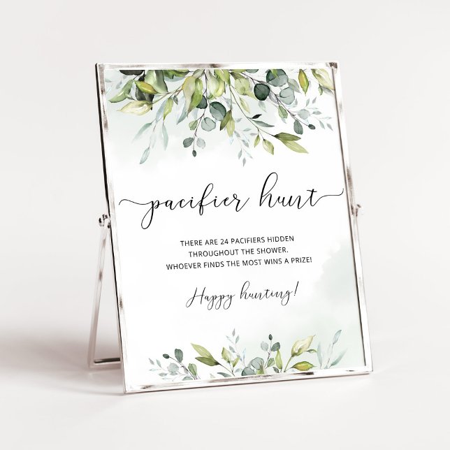Affiche Eucalyptus Pacifier chasse jeu de baby shower (Créateur téléchargé)