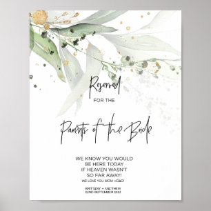 Affiche Eucalyptus Parents de la Mariée Réservé en Souveni