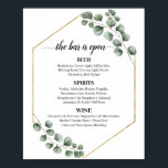 Affiche Eucalyptus Parties scintillant de verdure Barre Ma<br><div class="desc">Verdure Eucalyptus Parties scintillant Cadre Calligrapie Mariage Bar Menu Panneau</div>