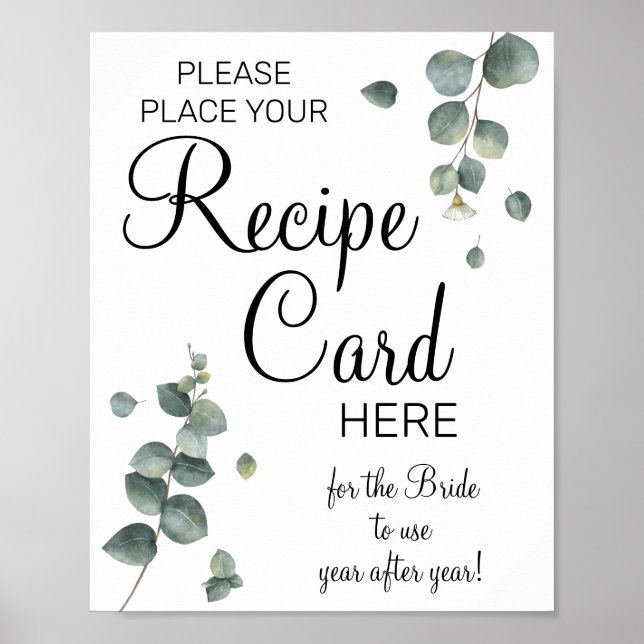 Affiche Eucalyptus Recette Cartes signe du jeu de douche d (Devant)