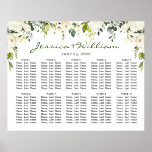 Affiche Eucalyptus & Rose 10 Tables Mariage CHART DE SIÈGE