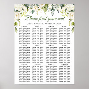 Affiche Eucalyptus & Rose 12 Tables Mariage CHART DE SIÈGE