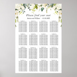 Affiche Eucalyptus & Rose 16 Tables Mariage CHART DE SIÈGE