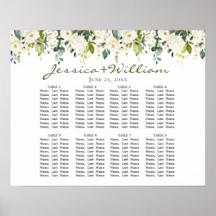Affiche Eucalyptus & Rose 8 Tables Mariage CHART DE SIÈGE