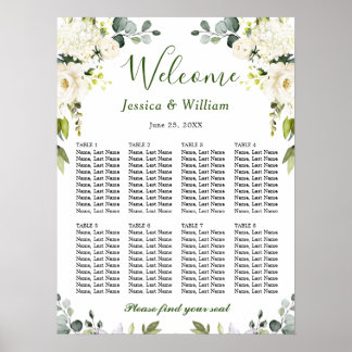 Affiche Eucalyptus & Rose 8 Tables Mariage CHART DE SIÈGE