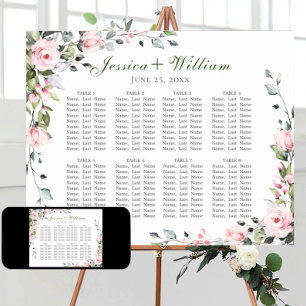 Affiche Eucalyptus & Rose 8 Tables Mariage CHART DE SIÈGE