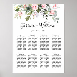 Affiche Eucalyptus & Rose 8 Tables Mariage CHART DE SIÈGE