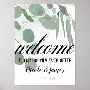 Affiche Eucalyptus rustique Mariage vert minimal chic