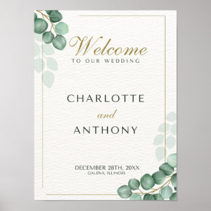 Affiche Eucalyptus signe de bienvenue mariage