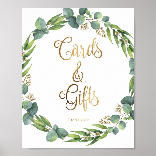 Affiche Eucalyptus signe mariage pour cartes et cadeaux (Devant)