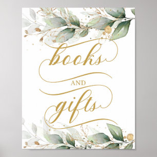 Affiche Eucalyptus signe vert faux or livres et cadeaux