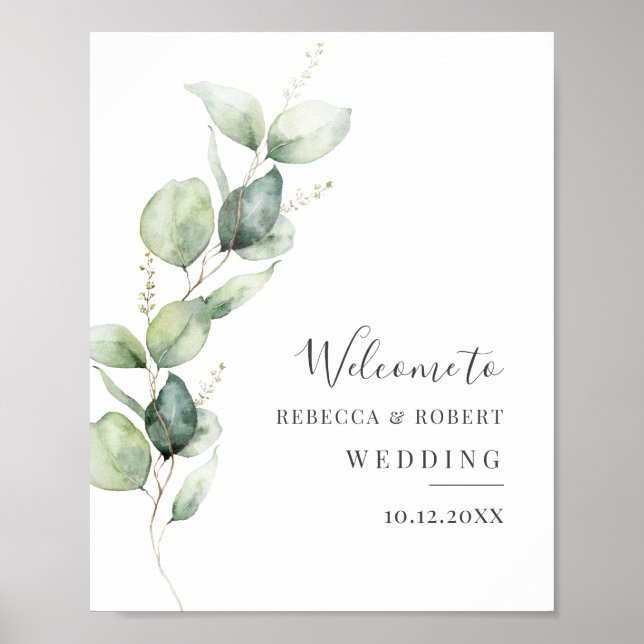 Affiche Eucalyptus Verdure Mariage botanique Bienvenue (Devant)