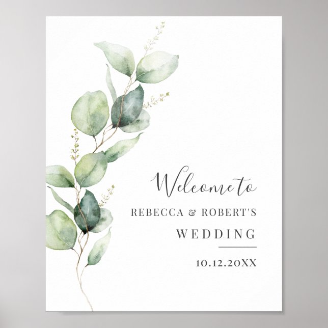 Affiche Eucalyptus Verdure Mariage botanique Bienvenue (Devant)