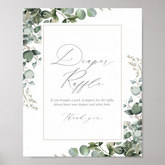 Affiche Eucalyptus vert Baby shower Déchets Raffle (Devant)