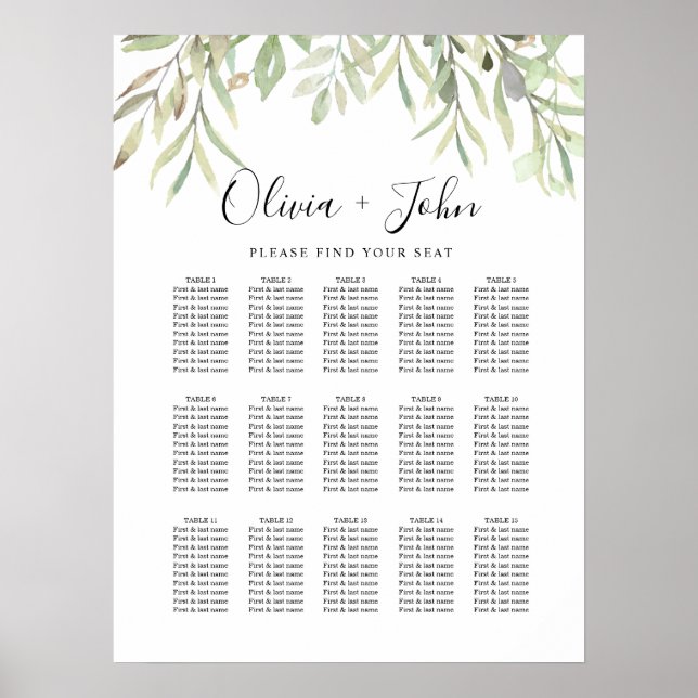 Affiche Eucalyptus Vert Mariage simple (Devant)