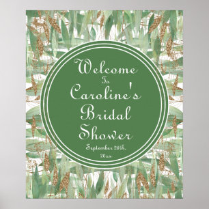 Affiche Eucalyptus Vert Or Paillettes Mariage Accueil