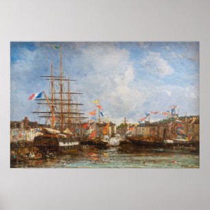 Affiche Eugene Boudin - Festival dans le port de Honfleur