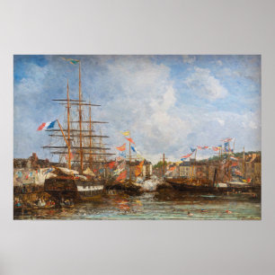Affiche Eugene Boudin - Fête dans le port de Honfleur