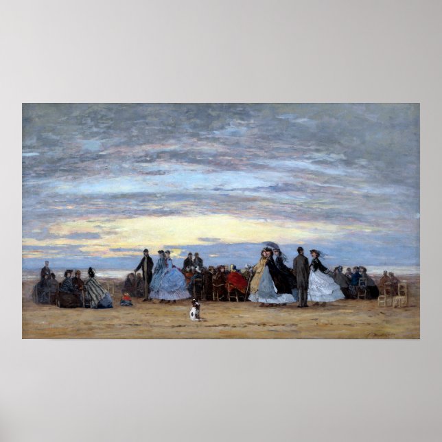 Affiche Eugène Boudin La plage à Villerville (Devant)