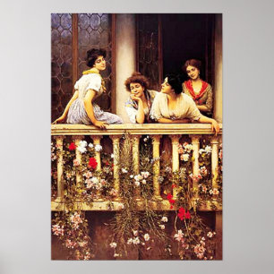 Affiche Eugene de Blaas - Peinture académique Balcon