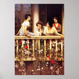 Affiche Eugene de Blaas - Peinture académique Balcon