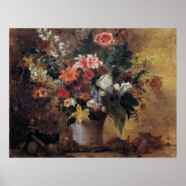 Affiche Eugene Delacroix Bouquet Vintage de fleurs (Devant)