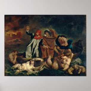 Affiche Eugene Delacroix - Dante and Virgil in Hell