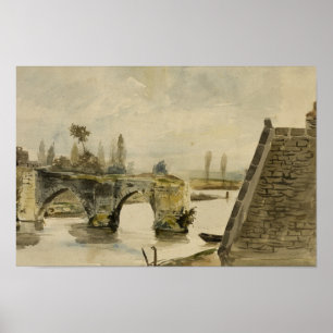 Affiche Eugene Delacroix - L'Ancien Pont à Nantes