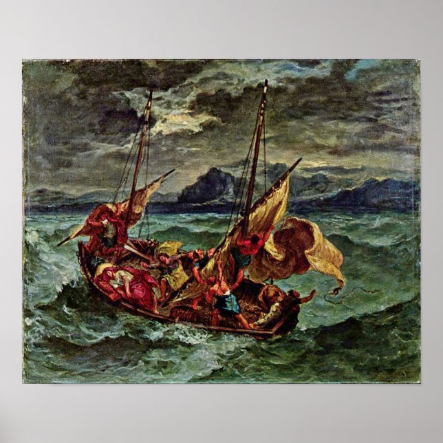 Affiche Eugene Delacroix - Le Christ dans la mer de Galilé (Devant)